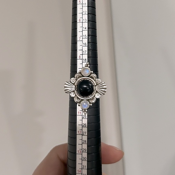 Black Onyx and Moonstone Ring (9.5) - Picture 3 of 5
